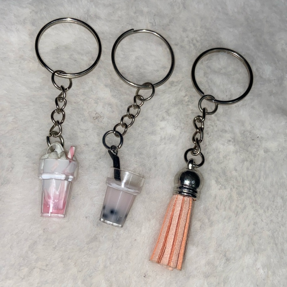 3 light pink keychain bundle set